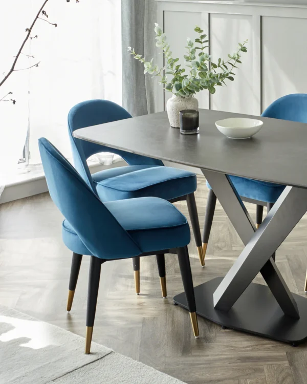 Carter Dark Grey Ceramic Pedestal 6 Seater Table - Image 5