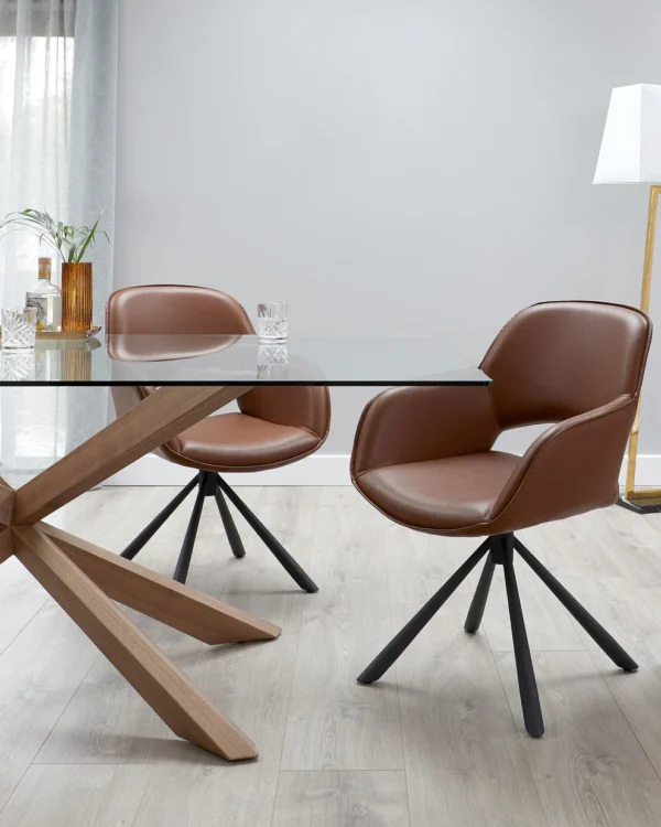 Otter Clear Glass And Walnut 8 Seater Dining Table - Image 5