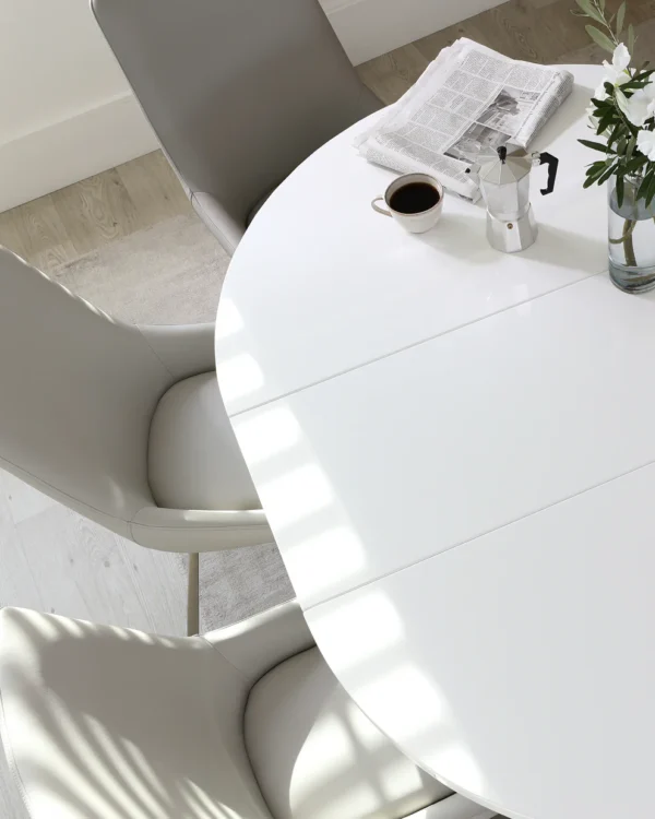 Curva White Gloss Round Extending 4 To 6 Seater Dining Table - Image 5