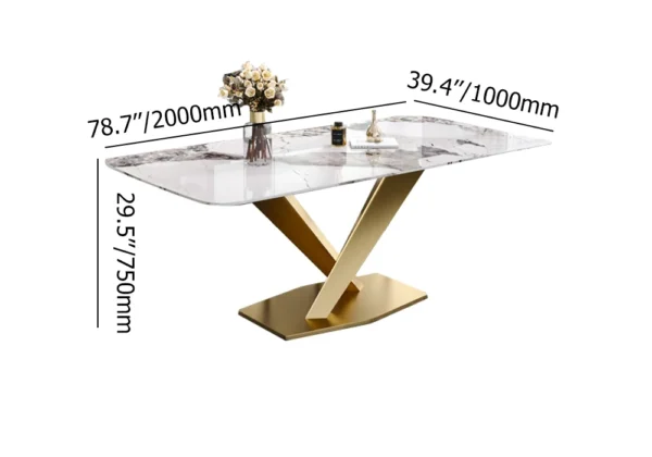 Modern White Dining Table Rectangular Sintered Stone Top X-Base - Image 6