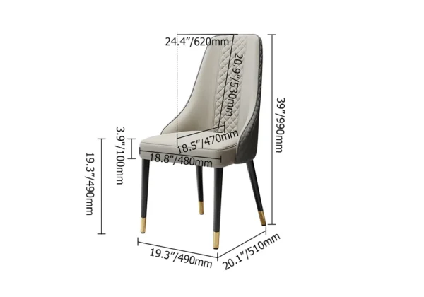 Diamic Modern Gray 6-Piece Dining Chairs Upholstered Faux Leather High Back - Image 7