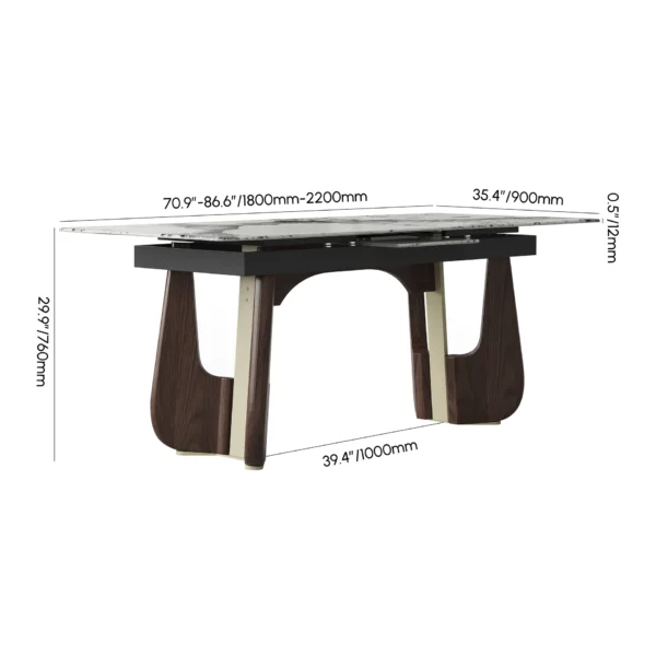 Rectangle Extendable Dining Table Sintered Stone Top for 6-8 People - Image 6