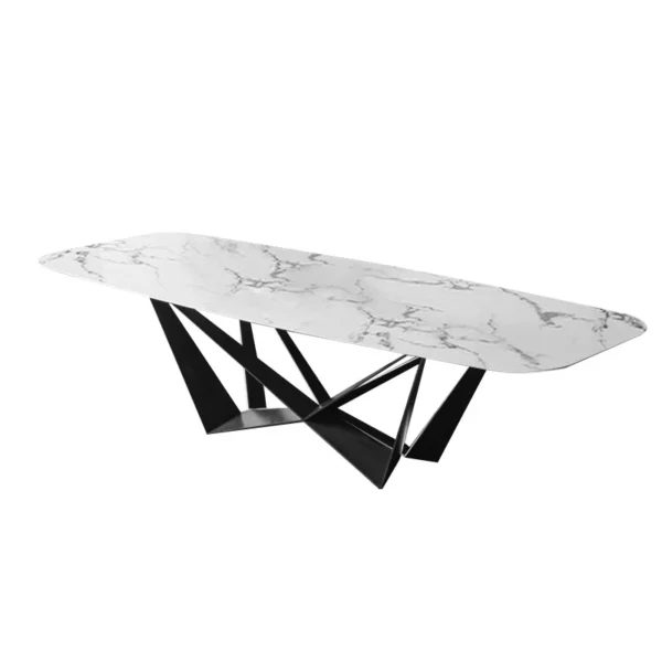 Modern Stylish Dining Table Rectangle White Sintered Stone Top in Large - Image 6