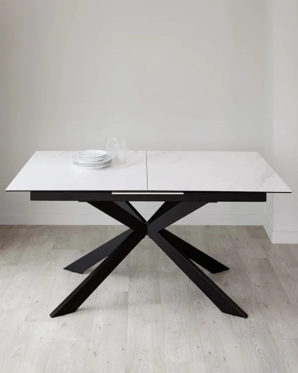Hayden White Marbled Ceramic Extending 6 To 8 Seater Dining Table - Image 6