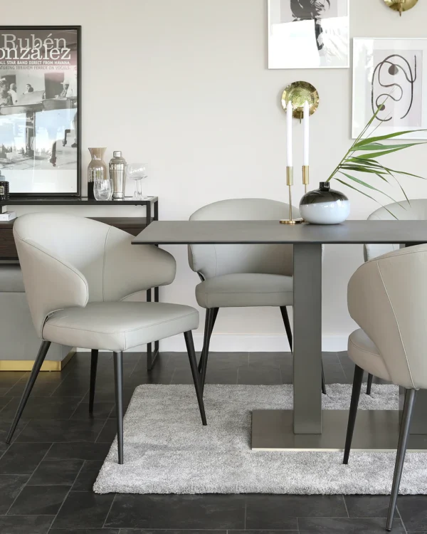 Mia Dark Grey Ceramic 6 Seater Dining Table - Image 6