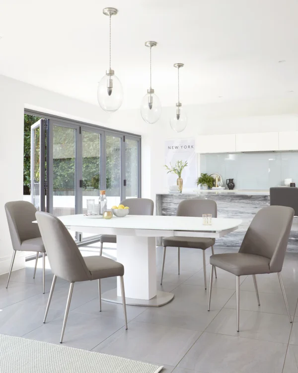 Camillo White Frosted Glass Extending 6 to 8 Seater Dining Table - Image 7