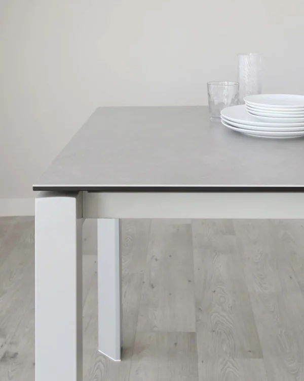 Louis Light Grey Ceramic Extending 6 To 8 Seater Dining Table - Image 7