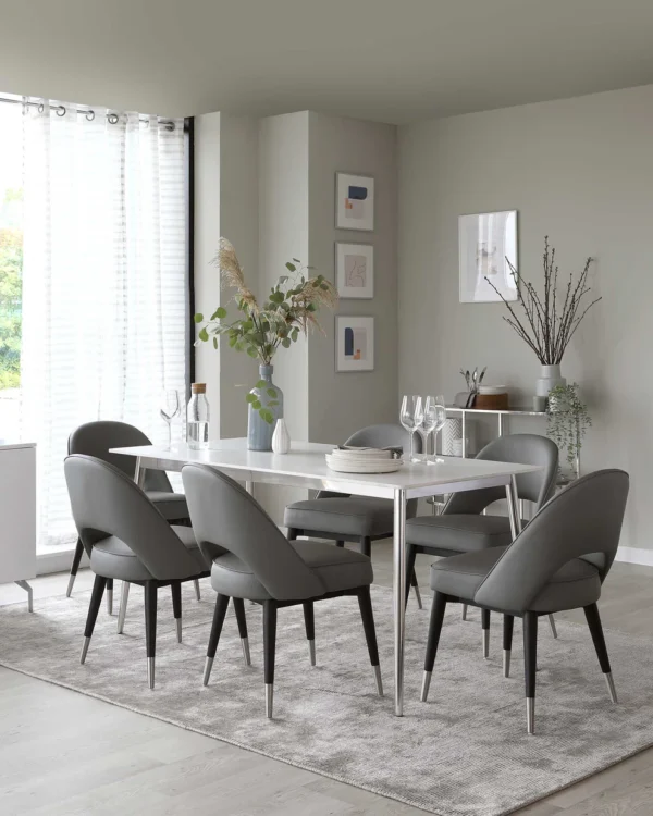 Oslo White Marbled Ceramic 6 Seater Dining Table - Image 6