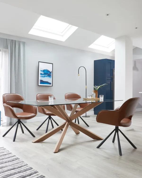 Otter Clear Glass And Walnut 8 Seater Dining Table - Image 6