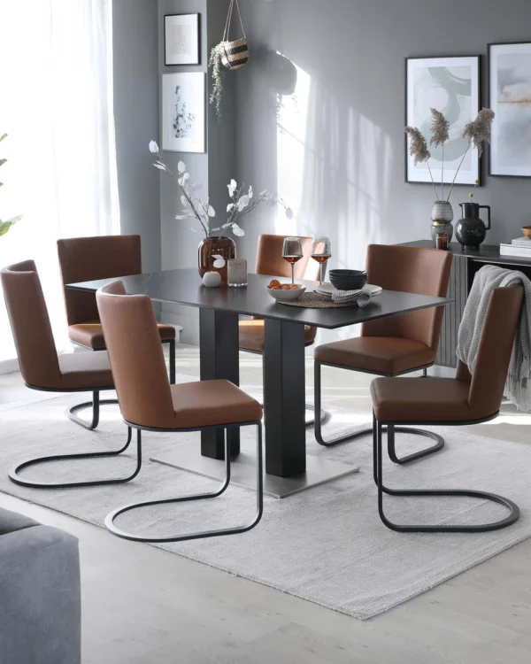 Mia Black Ceramic 6 Seater Dining Table - Image 6