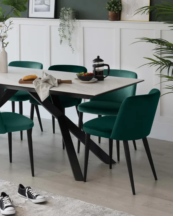 Atlanta White Marbled Ceramic 8 Seater Dining Table - Image 6