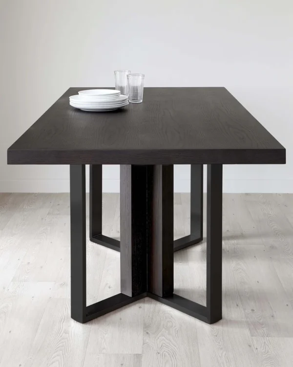 Jonah Dark Oak With Black Powder Coated Frame 6 Seater Dining Table - Image 6