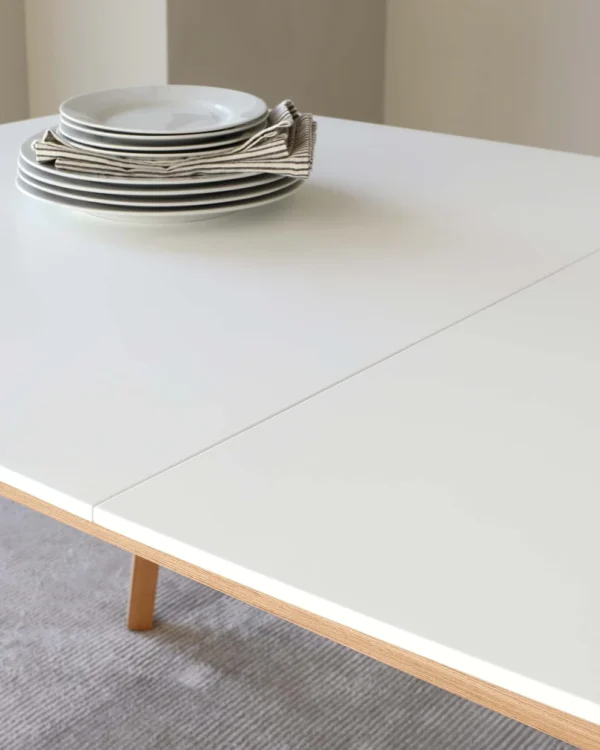 Aver White And Oak Extending 6 To 8 Seater Dining Table - Image 7