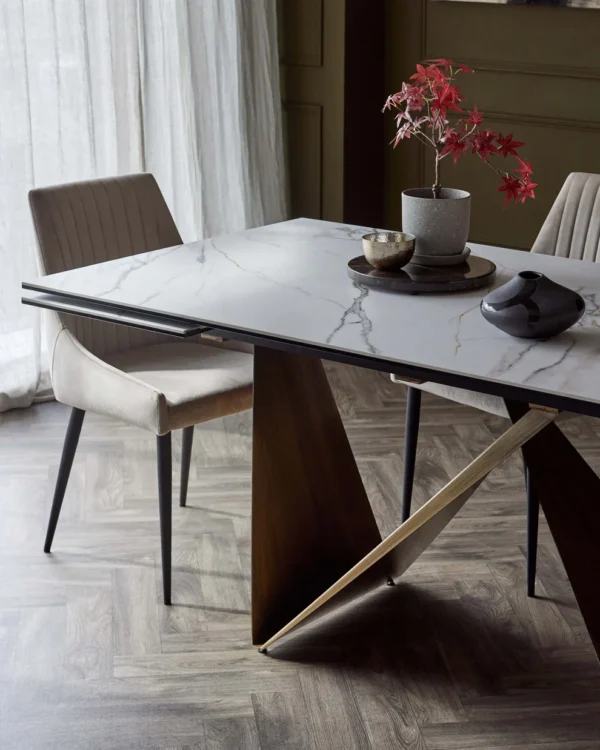 Calenzano Natural Ceramic Extending 8 to 10 Seater Dining Table - Image 7