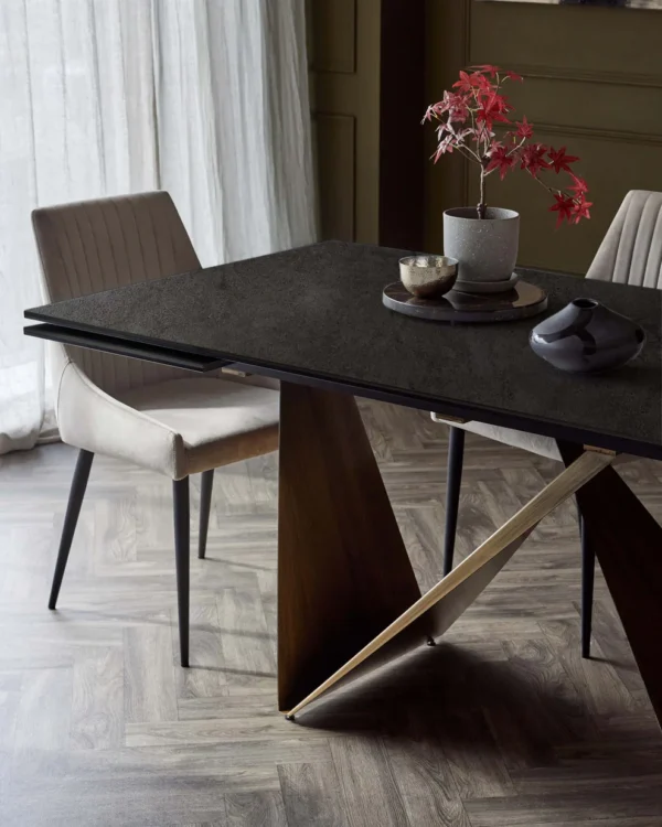 Calenzano Dark Grey Ceramic Extending 8 to 10 Seater Dining Table - Image 6