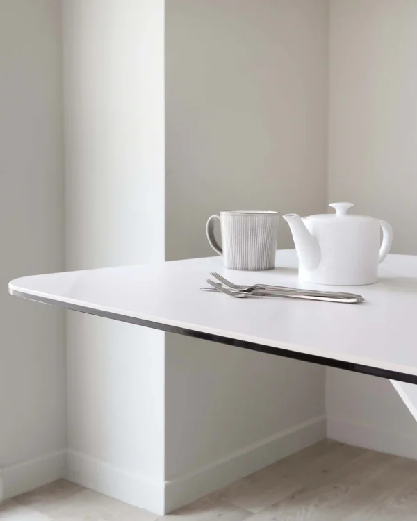 Carter White Marbled Ceramic Pedestal 6 Seater Table - Image 6