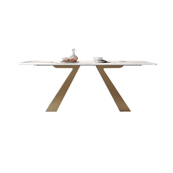 Contemporary White Rectangular Sintered Stone Dining Table X-Base Dinner Table - Image 7