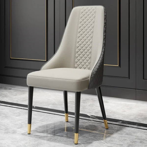 Diamic Modern Gray 6-Piece Dining Chairs Upholstered Faux Leather High Back - Image 8