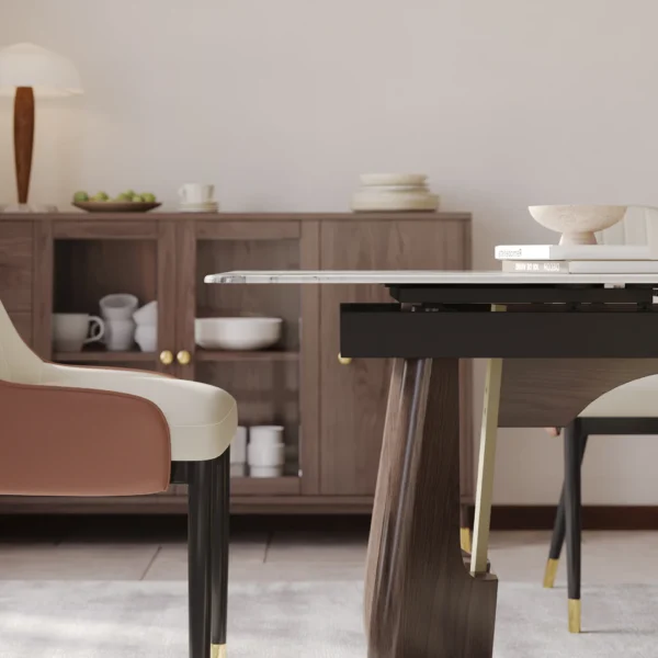 Rectangle Extendable Dining Table Sintered Stone Top for 6-8 People - Image 7