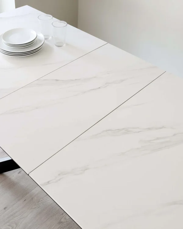 Hayden White Marbled Ceramic Extending 6 To 8 Seater Dining Table - Image 7