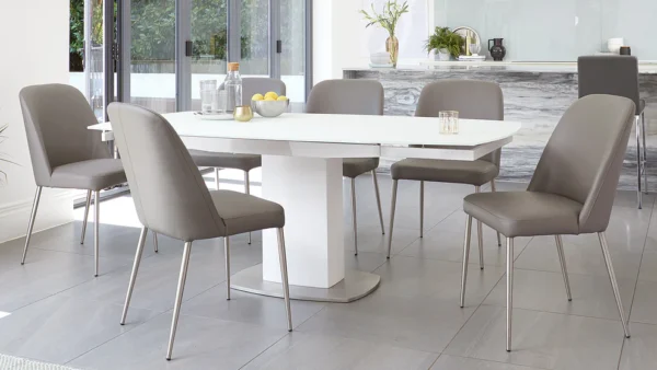Camillo White Frosted Glass Extending 6 to 8 Seater Dining Table - Image 8
