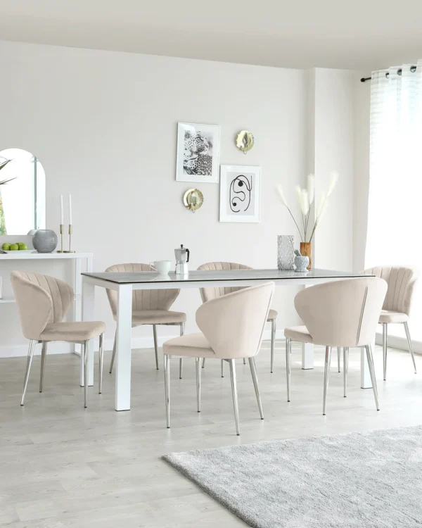 Anton White Ceramic Marble 6 Seater Dining Table - Image 7