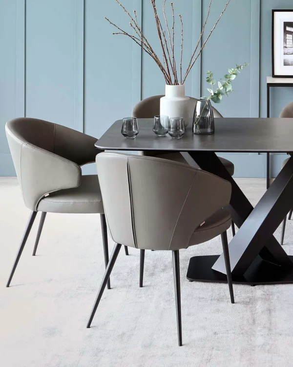 Carter Dark Grey Ceramic Pedestal 6 Seater Table - Image 7