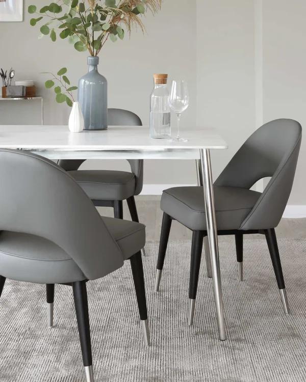 Oslo White Marbled Ceramic 6 Seater Dining Table - Image 7