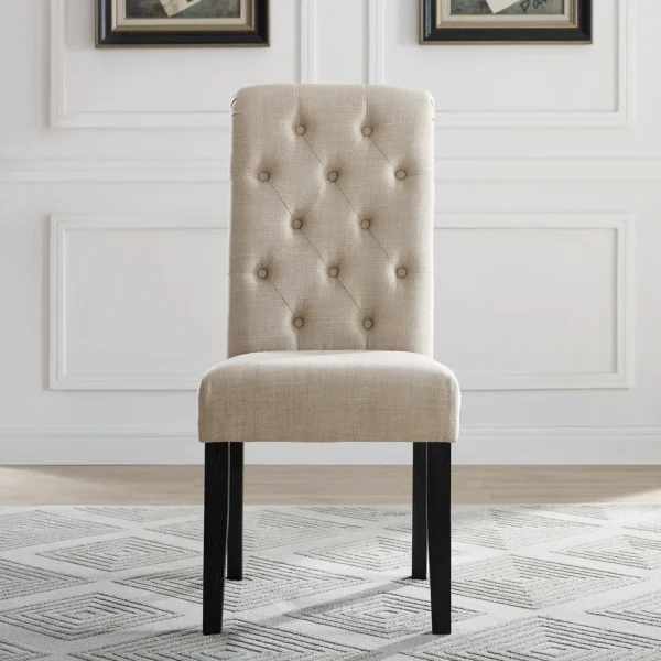 Roundhill Furniture Leviton. Dark-wash Wood Dining Set Turned Legs - Image 7