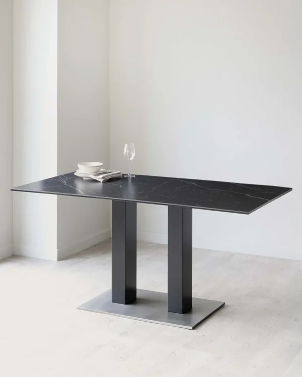 Mia Black Ceramic 6 Seater Dining Table - Image 7