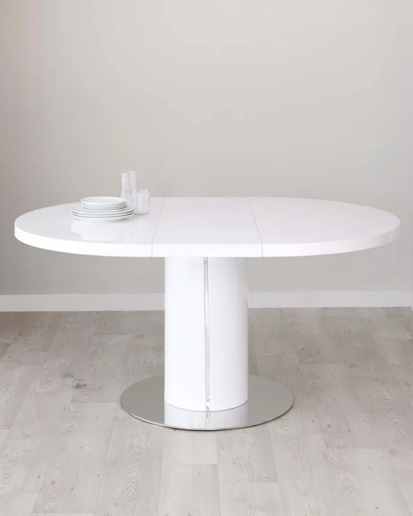 Curva White Gloss Round Extending 4 To 6 Seater Dining Table - Image 7