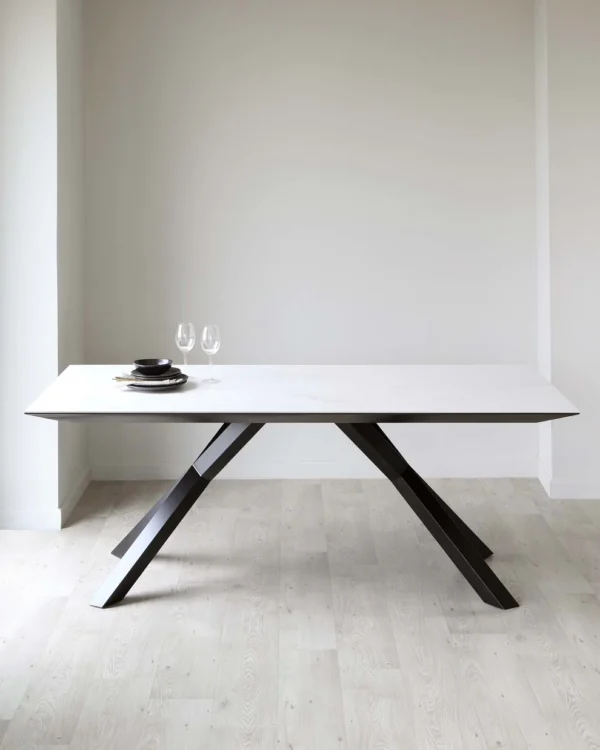 Atlanta White Marbled Ceramic 8 Seater Dining Table - Image 7