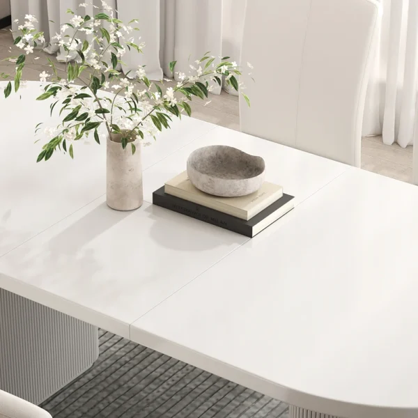 Japandi Oval Extendable Dining Table White Seats 6-10 People - Image 7