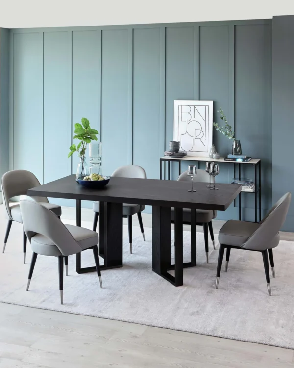 Jonah Dark Oak With Black Powder Coated Frame 6 Seater Dining Table - Image 7