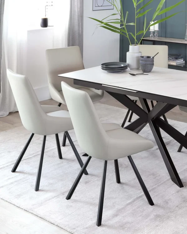 Hayden White Marbled Ceramic Extending 6 To 8 Seater Dining Table - Image 8