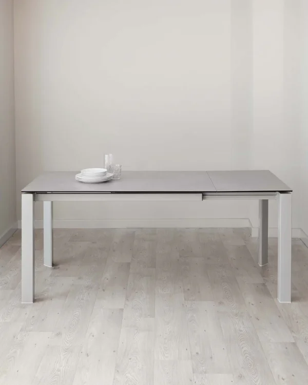 Louis Light Grey Ceramic Extending 6 To 8 Seater Dining Table - Image 8