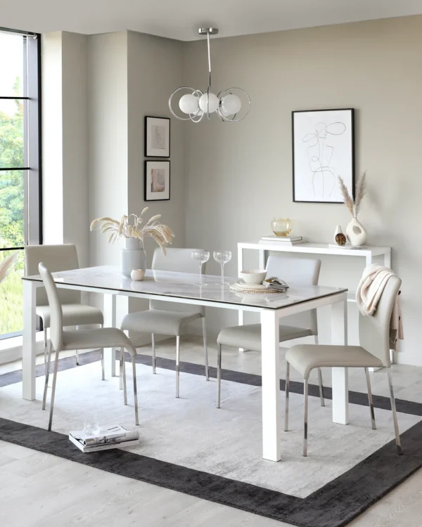 Anton White Ceramic Marble 6 Seater Dining Table - Image 8