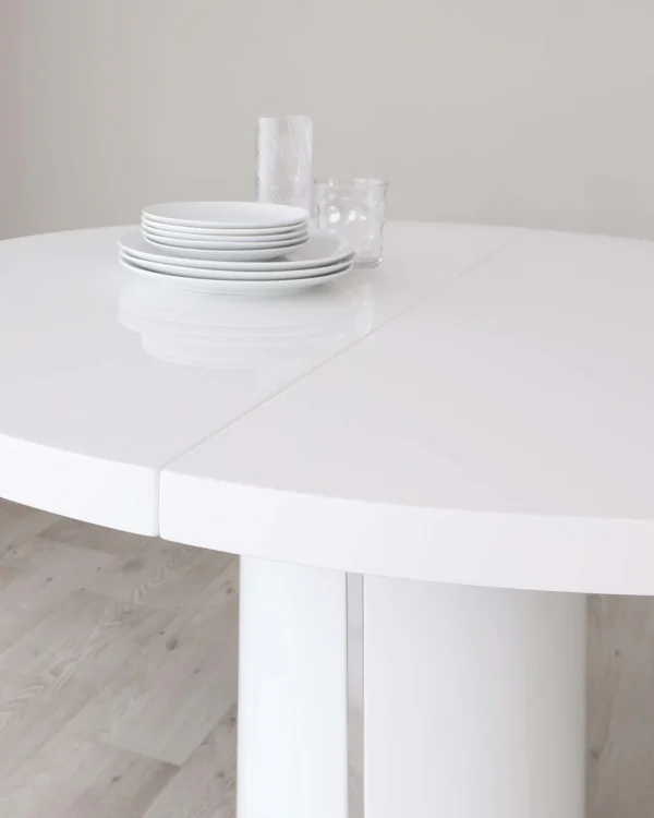 Curva White Gloss Round Extending 4 To 6 Seater Dining Table - Image 8