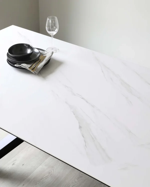 Atlanta White Marbled Ceramic 8 Seater Dining Table - Image 8