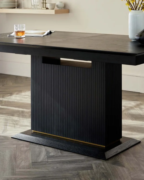 Kai Black Oak Extending 6 to 8 Seater Dining Table - Image 8