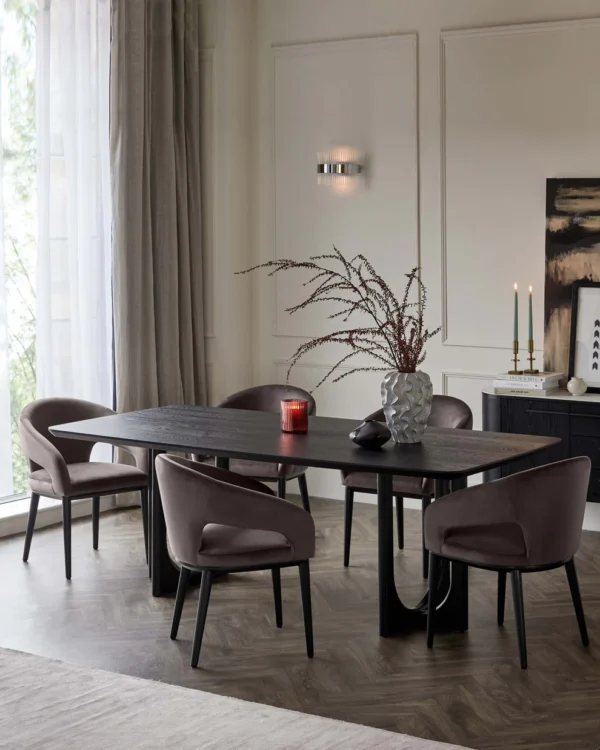 Orlan 8 Seater Fixed Dining Table Black Ash - Image 8