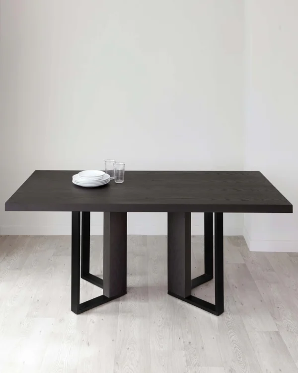 Jonah Dark Oak With Black Powder Coated Frame 6 Seater Dining Table - Image 8