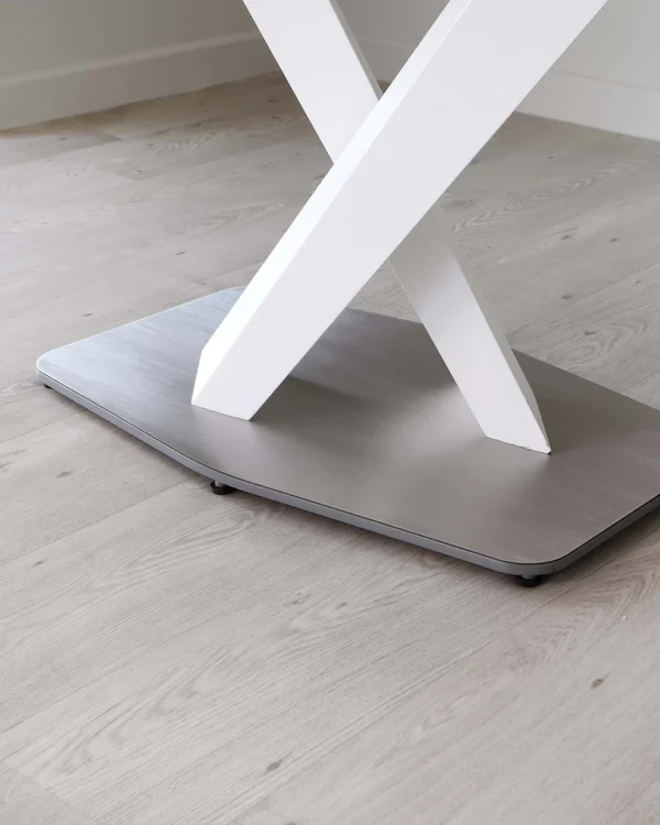 Carter White Marbled Ceramic Pedestal 6 Seater Table - Image 8
