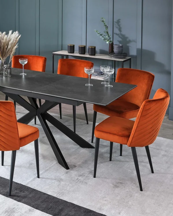Hayden Dark Grey Ceramic Extending 6 To 8 Seater Dining Table. - Image 9