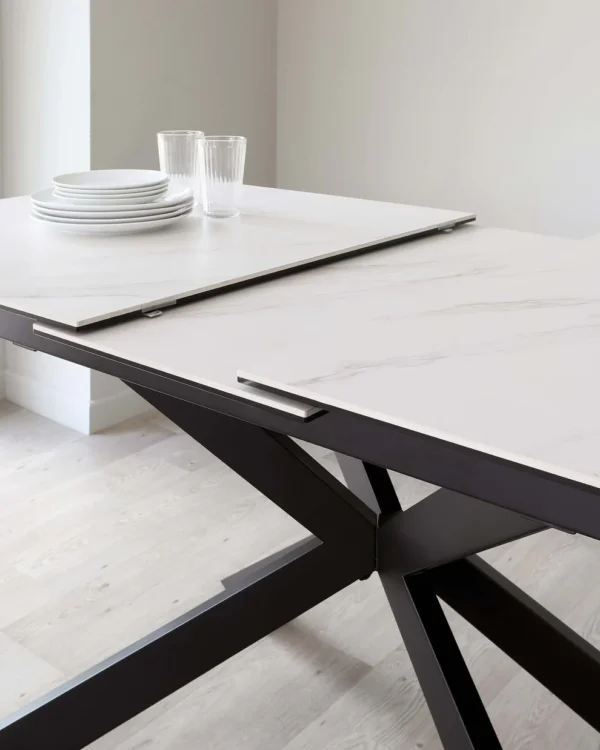 Hayden White Marbled Ceramic Extending 6 To 8 Seater Dining Table - Image 9