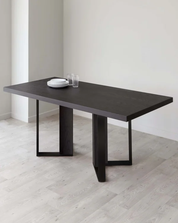 Jonah Dark Oak With Black Powder Coated Frame 6 Seater Dining Table - Image 9