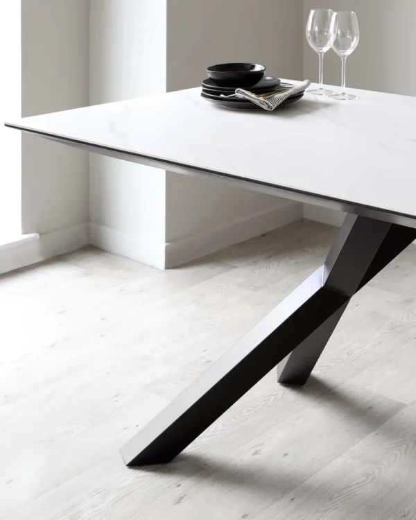 Atlanta White Marbled Ceramic 8 Seater Dining Table - Image 9
