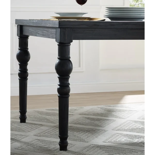 Roundhill Furniture Leviton. Dark-wash Wood Dining Set Turned Legs - Image 8