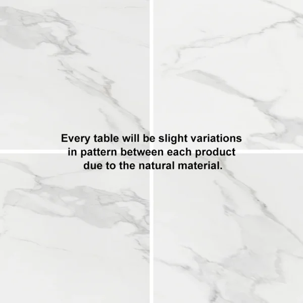 Faux Marble Dining Room Table for 4-6 Person White Rectangular Top in Gold - Image 8